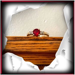 CZ Ruby Ring Size 7 1/2  (9.25)